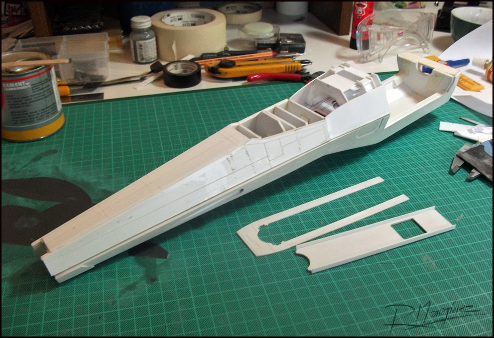 Building the upper fuselage.